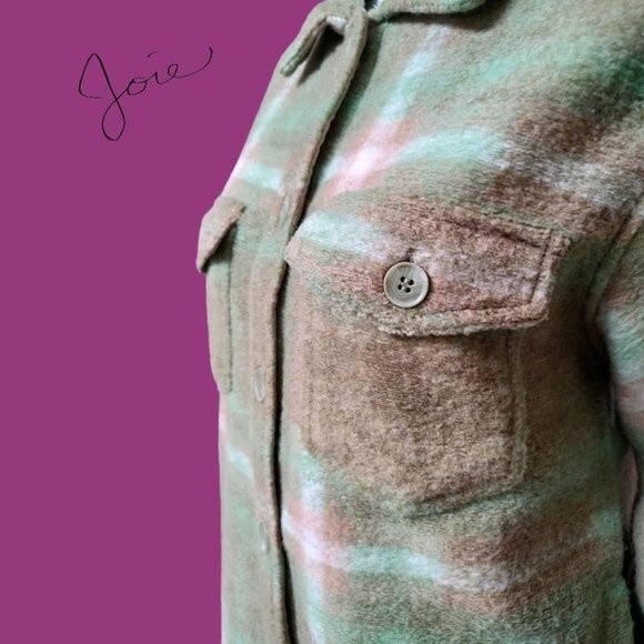 JOIE NEW Plaid Flannel Flap Button Pockets Long Sleeve Shacket - Picture 7 of 10
